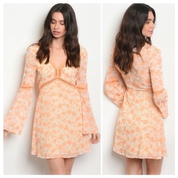 Kayla Peach Leaf Ivory Dress - Picture 3 of 9